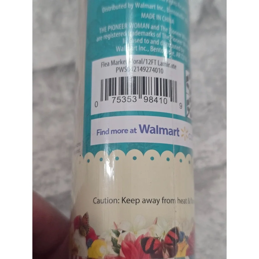 The Pioneer Woman Flea Market Floral Adhesive Laminate Drawer Shelf Liner 12'